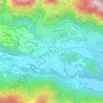 Mappa topografica Demonte, altitudine, rilievo