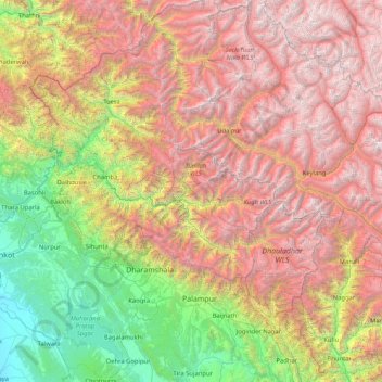 Mappa topografica Chamba, altitudine, rilievo