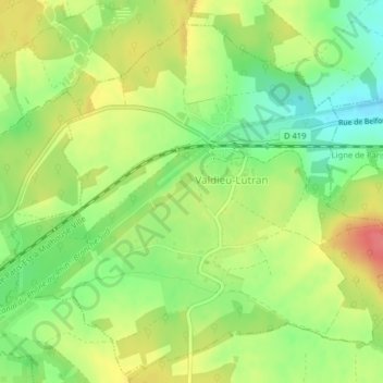 Mappa topografica Trouée de Belfort, altitudine, rilievo