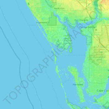 Mappa topografica Gasparilla Island, altitudine, rilievo