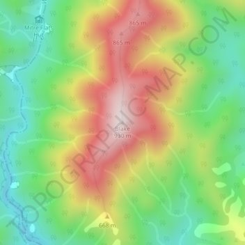 Mappa topografica Blake, altitudine, rilievo