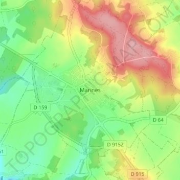 Mappa topografica Marines, altitudine, rilievo