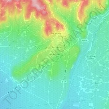 Mappa topografica Le Grenouiller, altitudine, rilievo