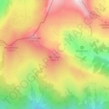 Mappa topografica Rinnkogel, altitudine, rilievo