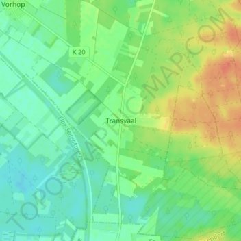 Mappa topografica Transvaal, altitudine, rilievo