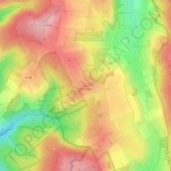 Mappa topografica Bielstein, altitudine, rilievo