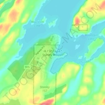 Mappa topografica Stanley Mission, altitudine, rilievo