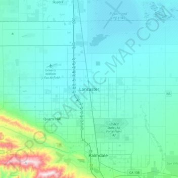 Mappa topografica Lancaster, altitudine, rilievo