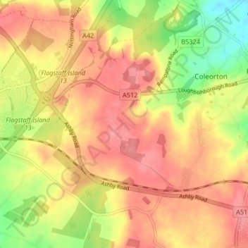 Mappa topografica Farmtown, altitudine, rilievo