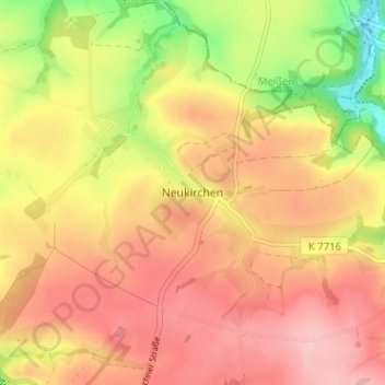 Mappa topografica Neukirchen, altitudine, rilievo