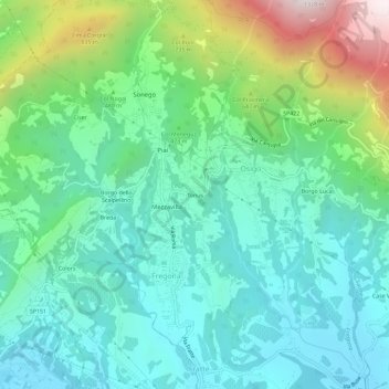 Mappa topografica Tonus, altitudine, rilievo
