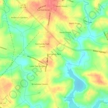 Mappa topografica Normandy Park, altitudine, rilievo