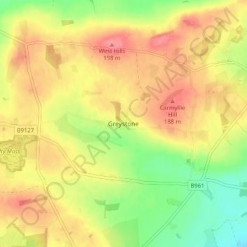 Mappa topografica Greystone, altitudine, rilievo