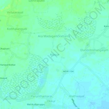 Mappa topografica Arasur, altitudine, rilievo