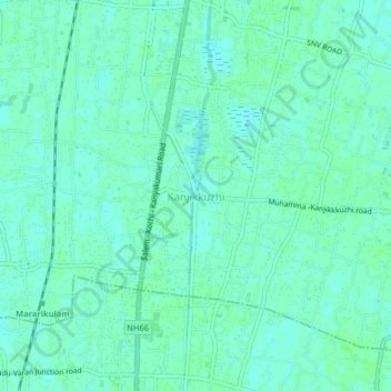 Mappa topografica Kanjikkuzhi, altitudine, rilievo