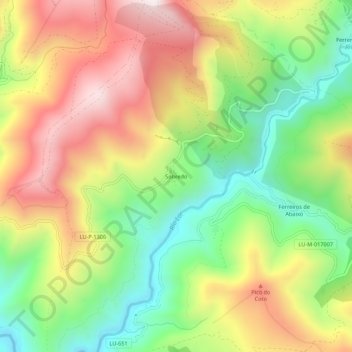 Mappa topografica Sobredo, altitudine, rilievo