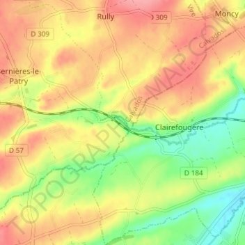 Mappa topografica Fréval, altitudine, rilievo