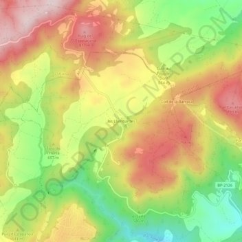 Mappa topografica les Llambardes, altitudine, rilievo