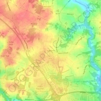 Mappa topografica La Gouèrie, altitudine, rilievo