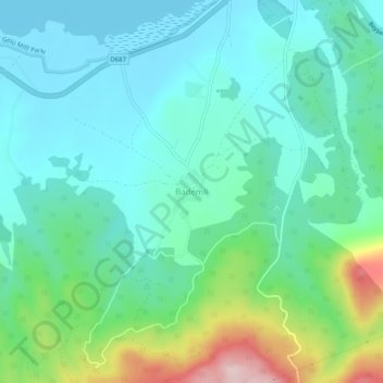 Mappa topografica Bademli, altitudine, rilievo