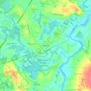 Mappa topografica Morseville, altitudine, rilievo