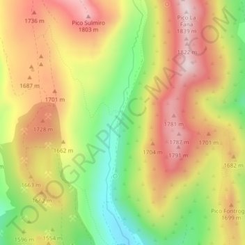 Mappa topografica Prado Negro, altitudine, rilievo
