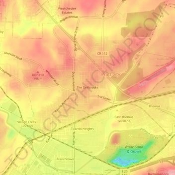 Mappa topografica The Drifttracks, altitudine, rilievo