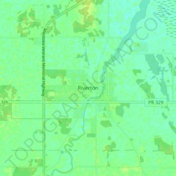 Mappa topografica Riverton, altitudine, rilievo