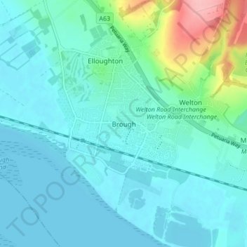 Mappa topografica Brough, altitudine, rilievo