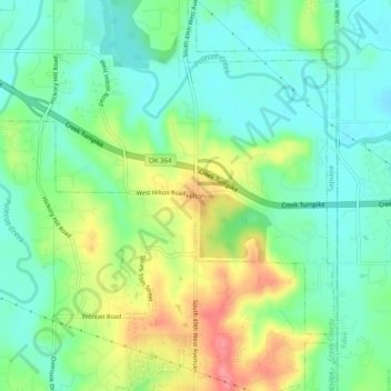 Mappa topografica Hilton, altitudine, rilievo