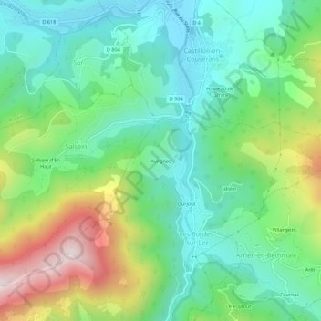 Mappa topografica Aulignac, altitudine, rilievo