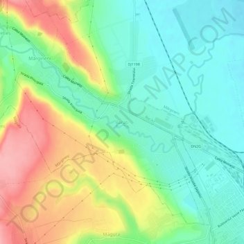 Mappa topografica Barați, altitudine, rilievo