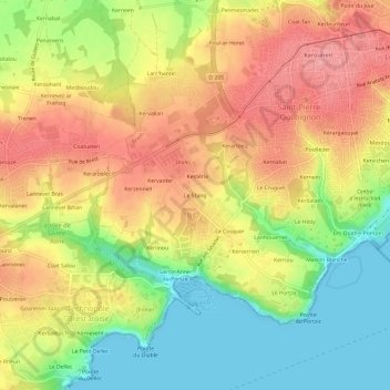 Mappa topografica Le Stang, altitudine, rilievo