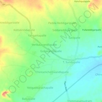 Mappa topografica Gollavandlapalle, altitudine, rilievo