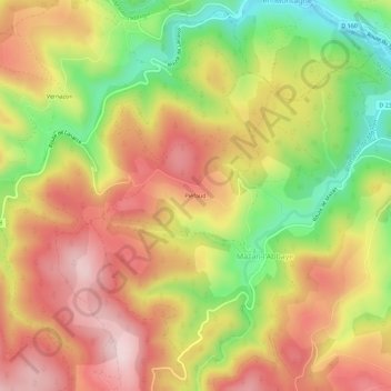Mappa topografica Piéfaud, altitudine, rilievo