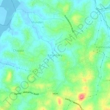 Mappa topografica Kanachery, altitudine, rilievo