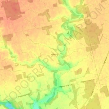 Mappa topografica Marburg, altitudine, rilievo