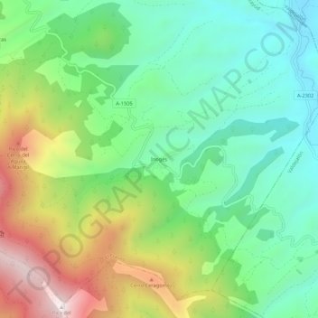 Mappa topografica Inogés, altitudine, rilievo