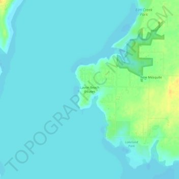 Mappa topografica Lavon Beach Estates, altitudine, rilievo