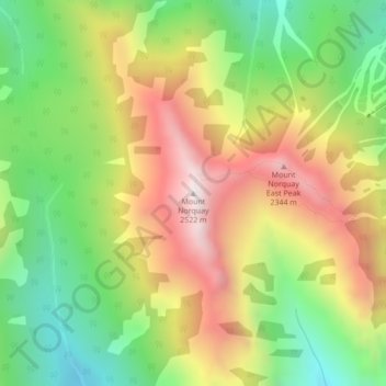 Mappa topografica Mount Norquay, altitudine, rilievo