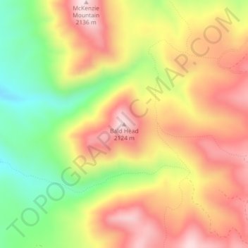 Mappa topografica Bald Head, altitudine, rilievo