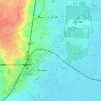 Mappa topografica Ahrensfelde, altitudine, rilievo