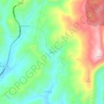 Mappa topografica Yayla, altitudine, rilievo