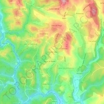 Mappa topografica Fetal de Cima, altitudine, rilievo