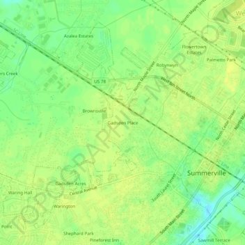 Mappa topografica Gadsden Place, altitudine, rilievo