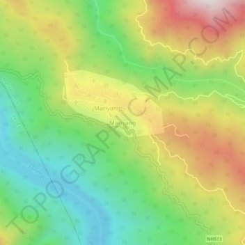 Mappa topografica Mariyang, altitudine, rilievo