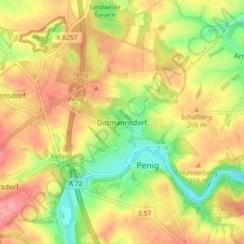 Mappa topografica Dittmannsdorf, altitudine, rilievo