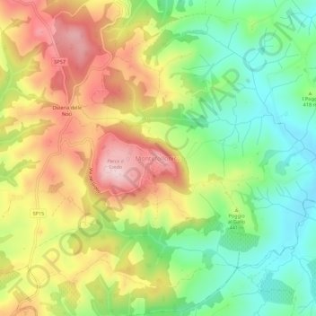 Mappa topografica Montefollonico, altitudine, rilievo