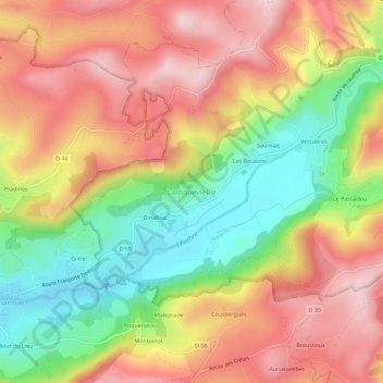 Mappa topografica Laroquevieille, altitudine, rilievo
