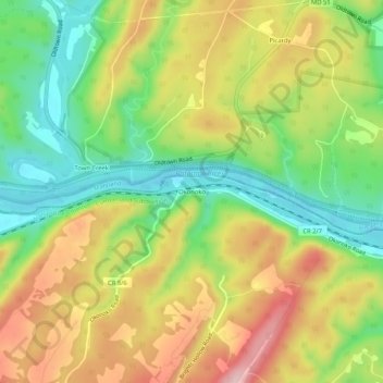 Mappa topografica Okonoko, altitudine, rilievo